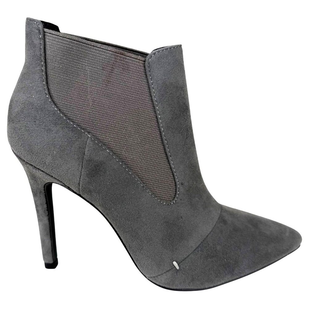 Women H By Halston Regina Gray Pull On Stiletto Heel Ankle Bootie Size 5.5 Suede - Picture 3 of 13